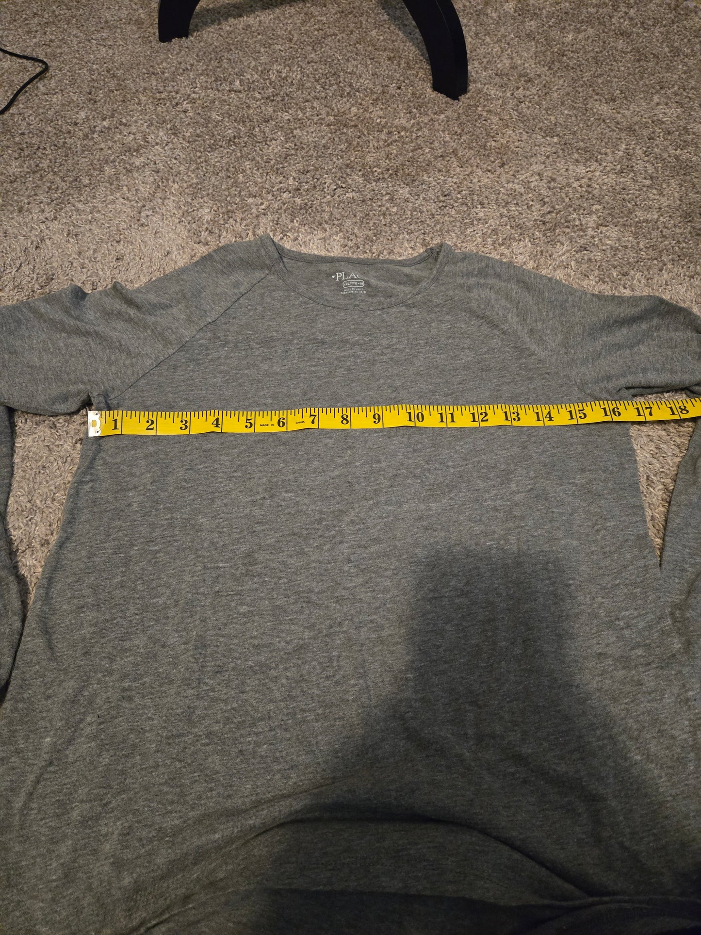 PLACE Kids Long Sleeve Shirt Sz 2XL 16 Heather Gray