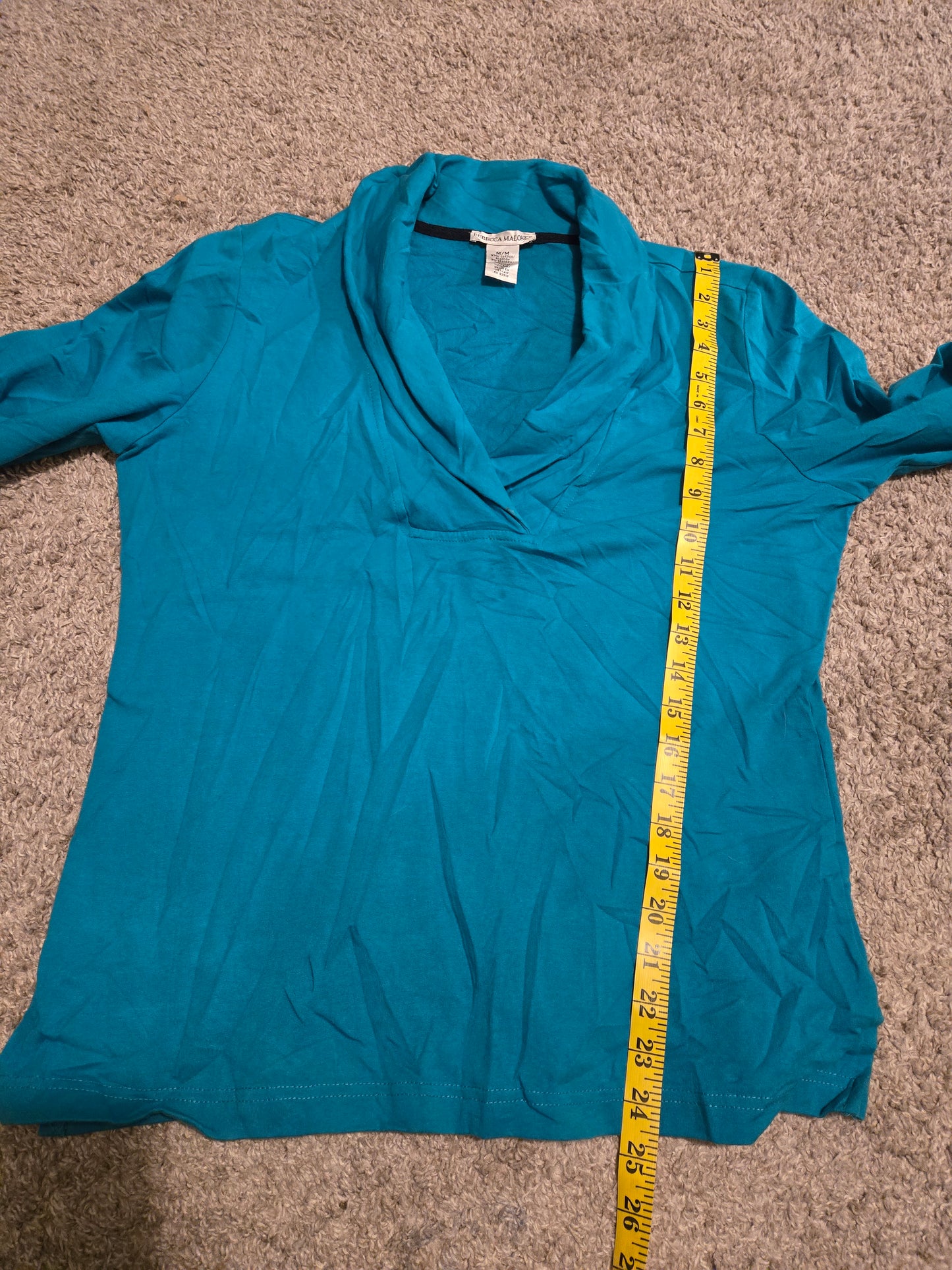 Rebecca Malone Blue V Neck Long Sleeve Shirt Medium