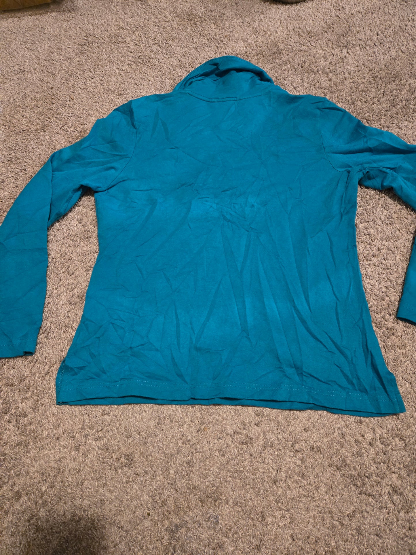 Rebecca Malone Blue V Neck Long Sleeve Shirt Medium