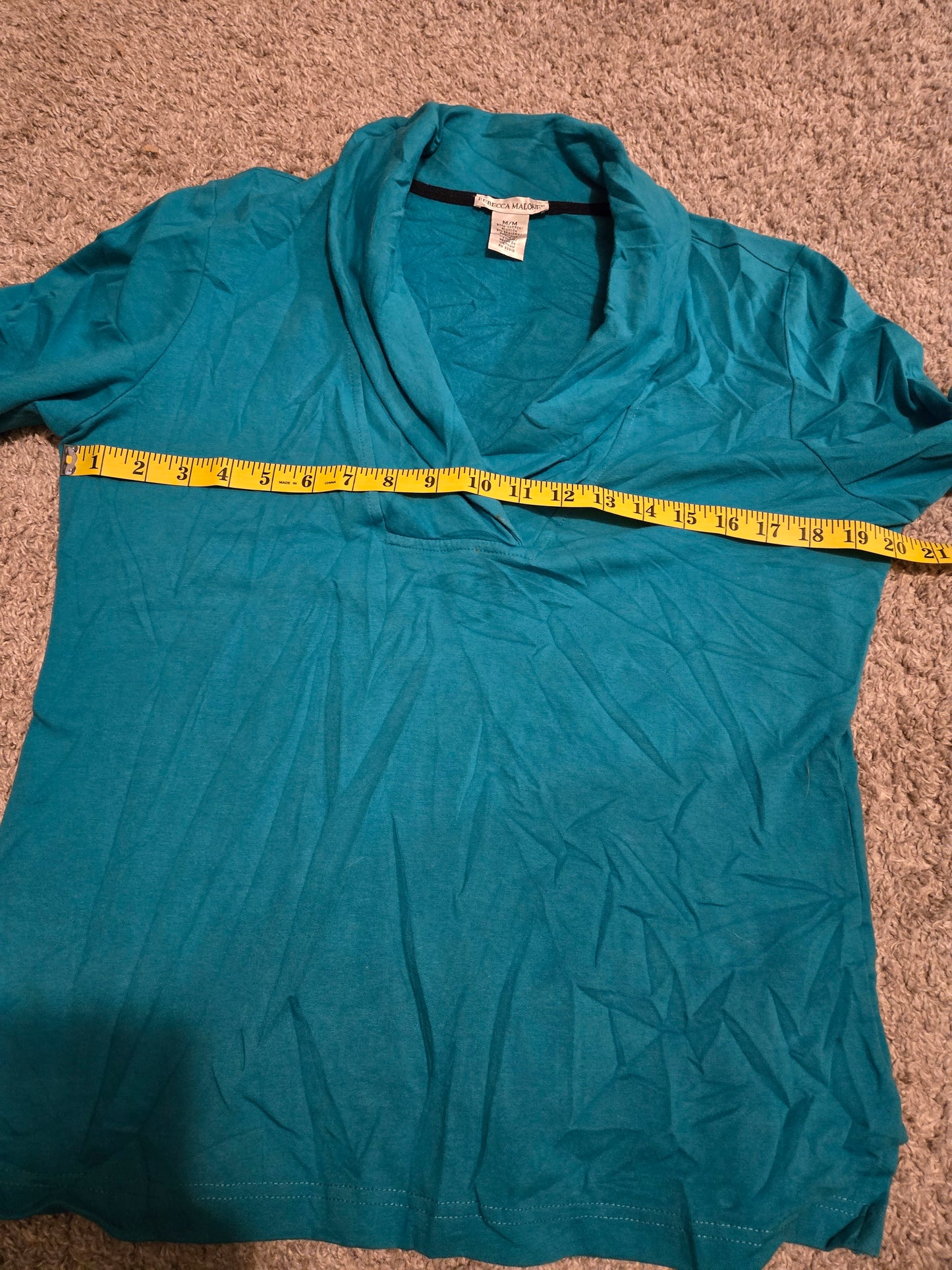 Rebecca Malone Blue V Neck Long Sleeve Shirt Medium