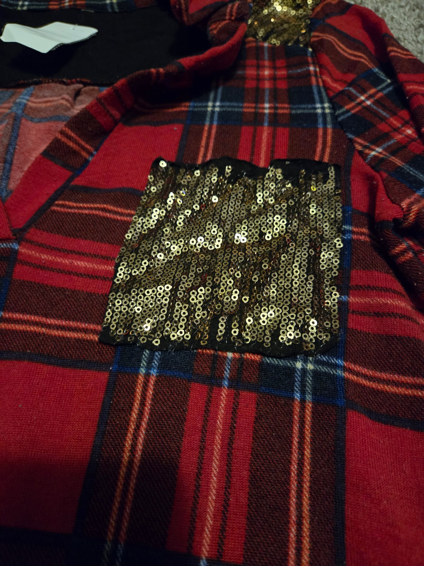 Red Plaid 3/4 Sleeve Unbranded Shirt