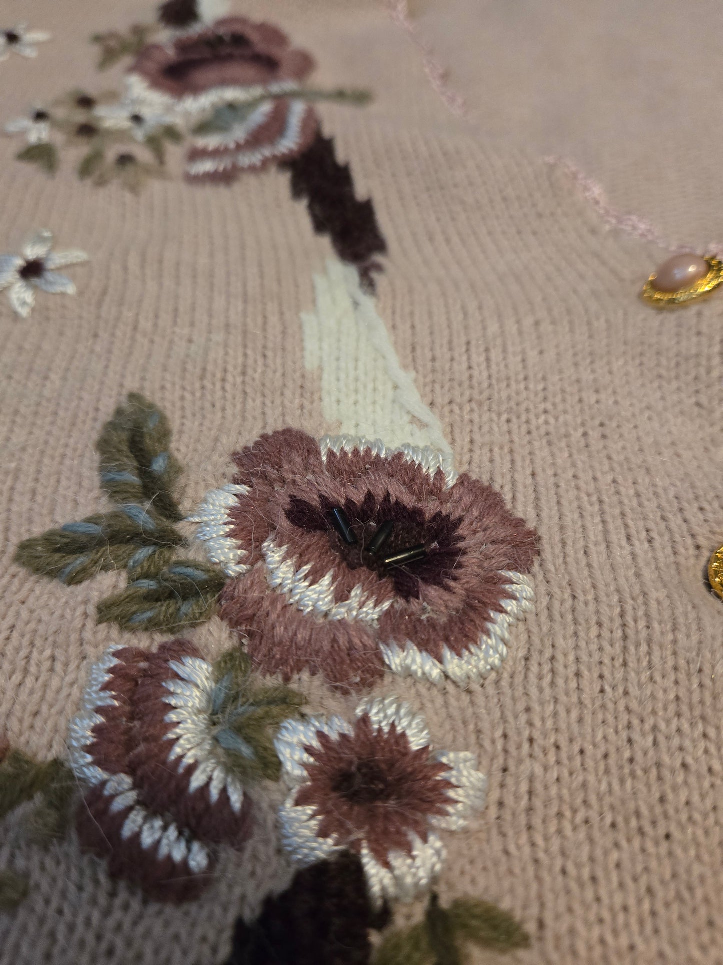 KORET Vest Knit Purple Medium Acrylic Blend With Purple Floral Embroidery