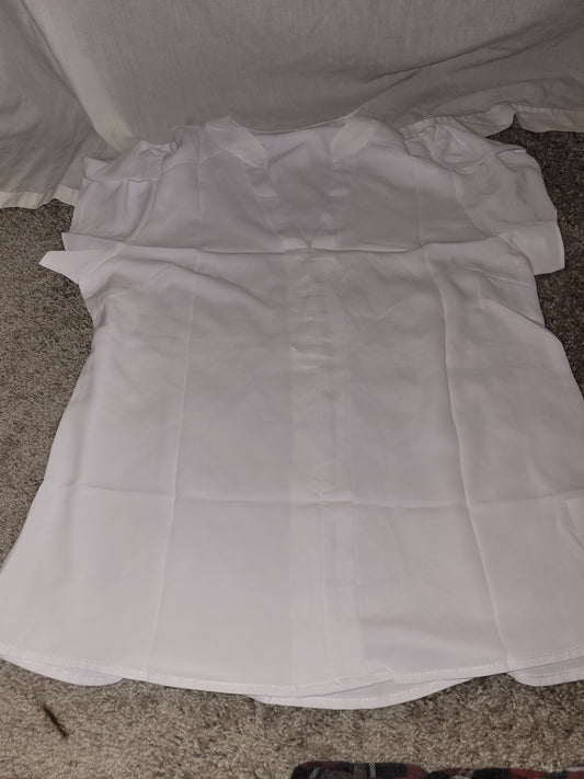 White V Neck Blouse - New