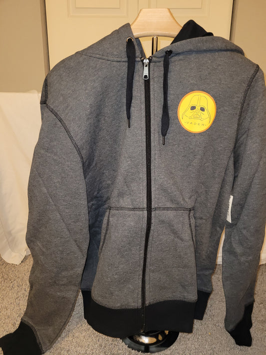 Grey with Black Trim Starwars Vader Zipper Hoodie - New