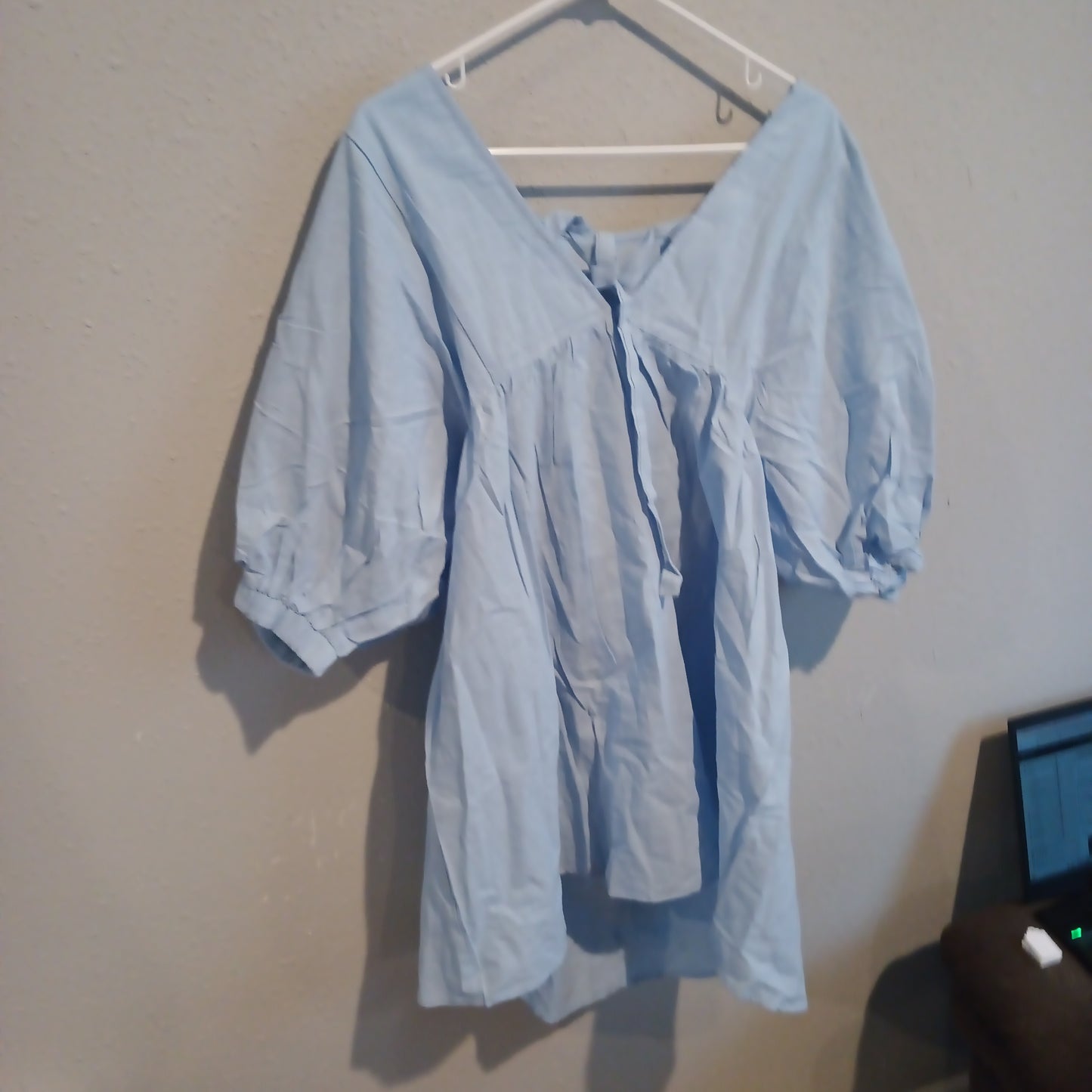 Unbranded Square Neck Long Puff Sleeve A Line Mini Dress - New