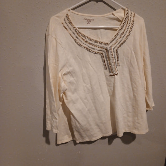 Cold Water Creek Tan 3/4 Sleeve Shirt - Gently Used