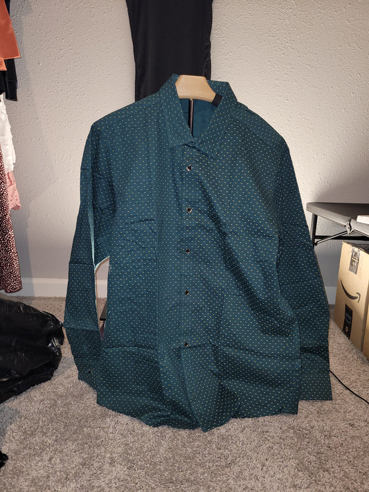 Unbranded Green Button Up Dress Shirt - New