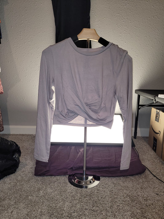 Unbranded Grey Long Sleeve Crop Top - New