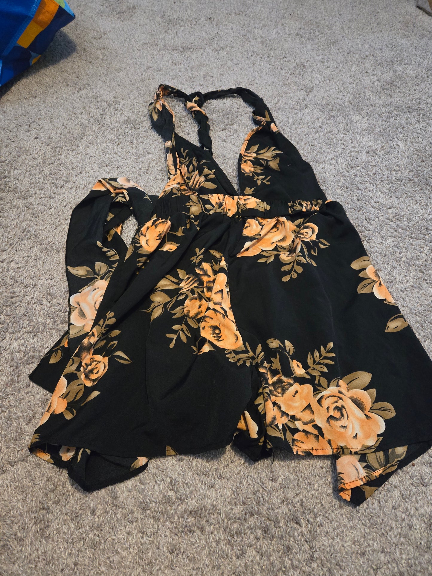 Shein Black Floral Romper - Gently Used