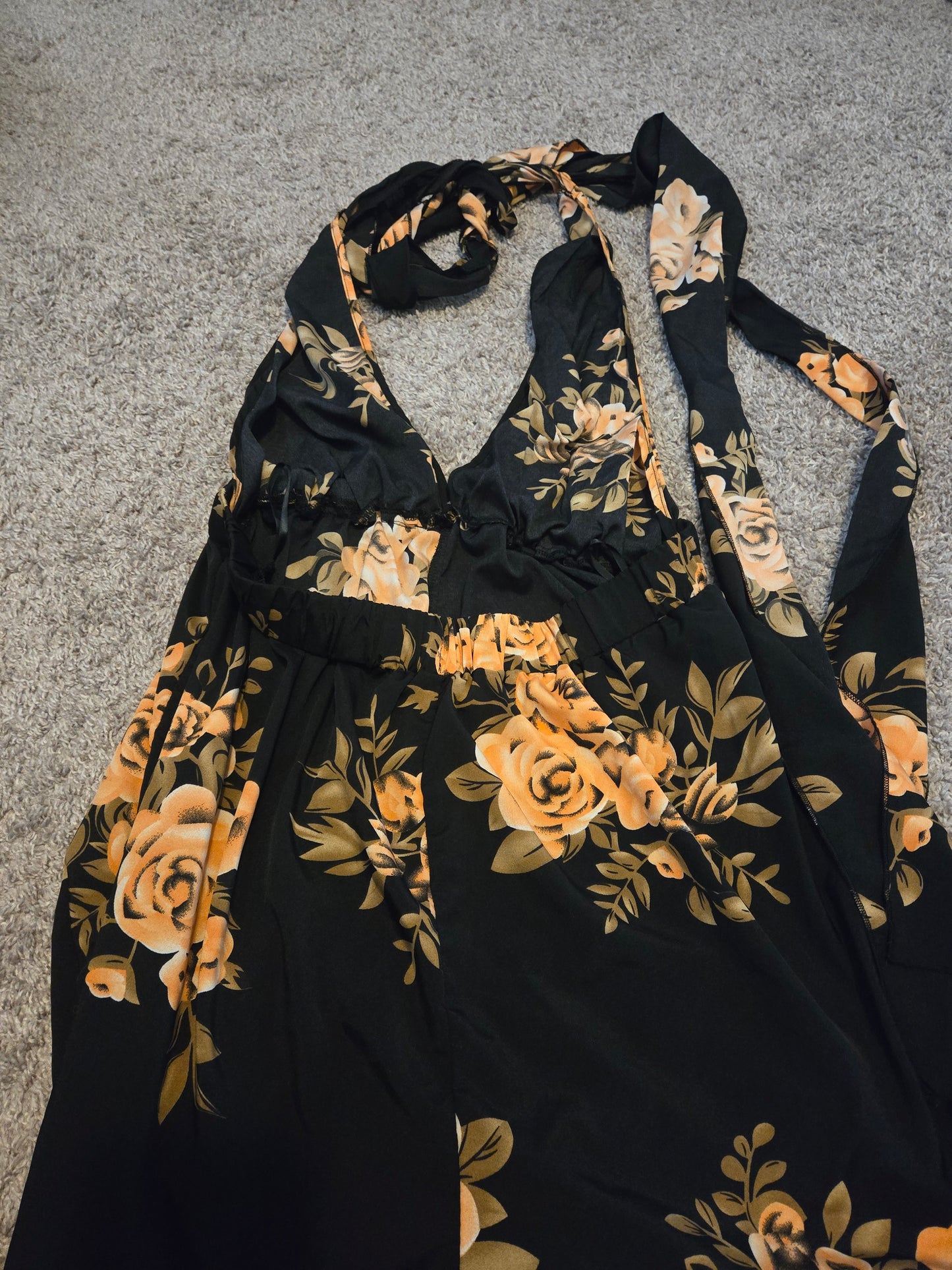 Shein Black Floral Romper - Gently Used