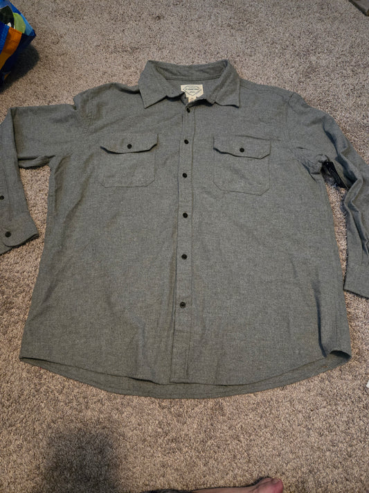 St John's Bay Gray Button Up Long Sleeve Shirt  - New with Tags