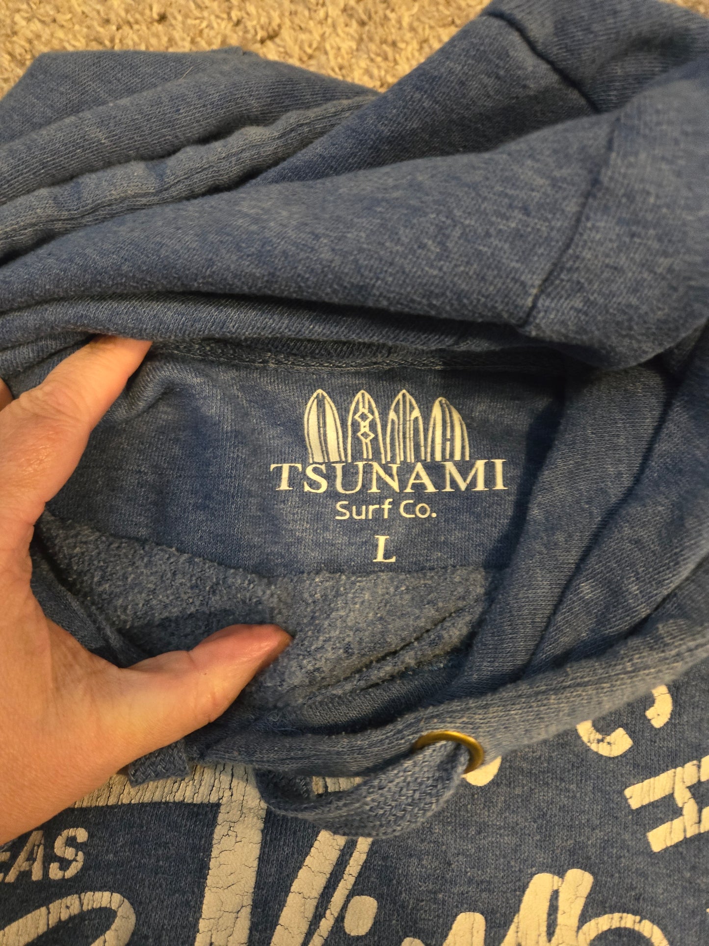 Tsunami Blue Hoodie Pullover Sweatshirt  - Gently Used