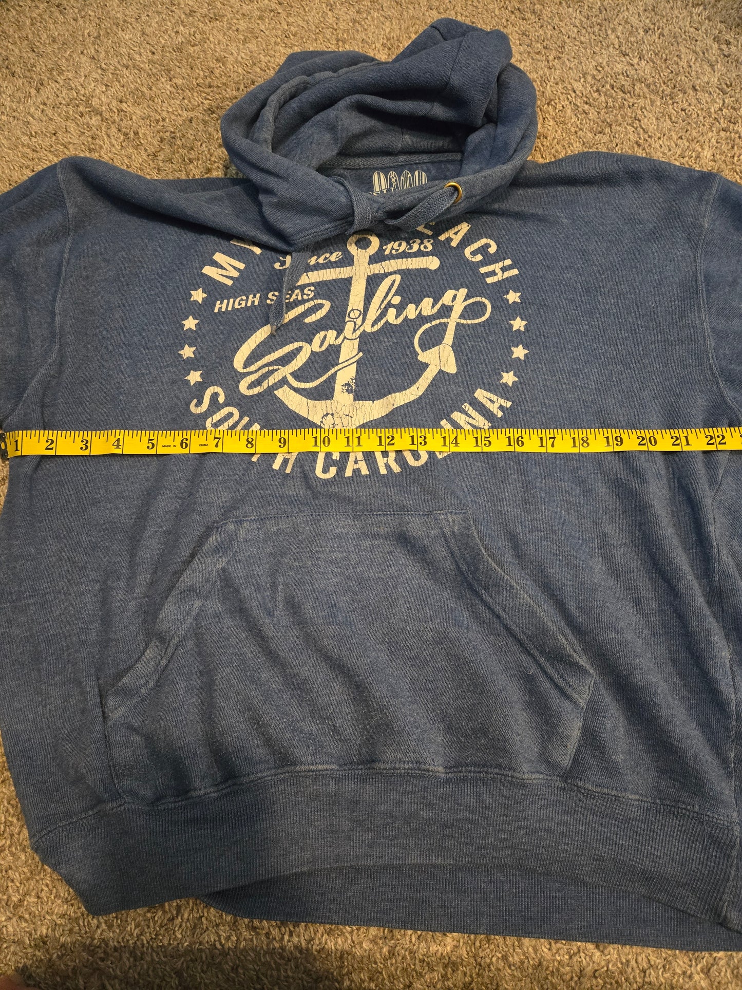Tsunami Blue Hoodie Pullover Sweatshirt  - Gently Used