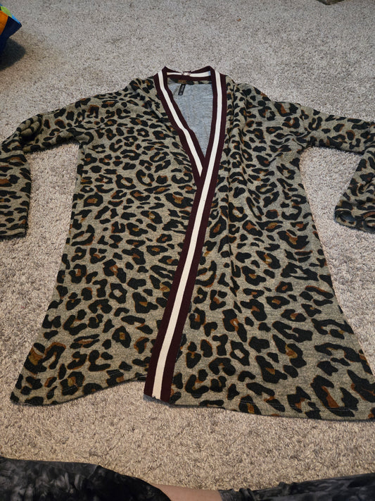 Massini Animal Print Long Sleeve Open Front Cardigan Style Sweater  - Gently Used