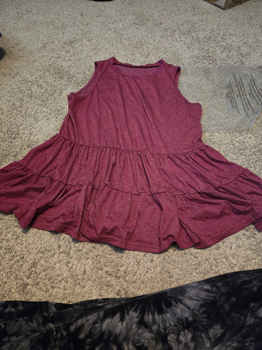 Pink Tank Top Ruffled Hem Shirt - Gently Used