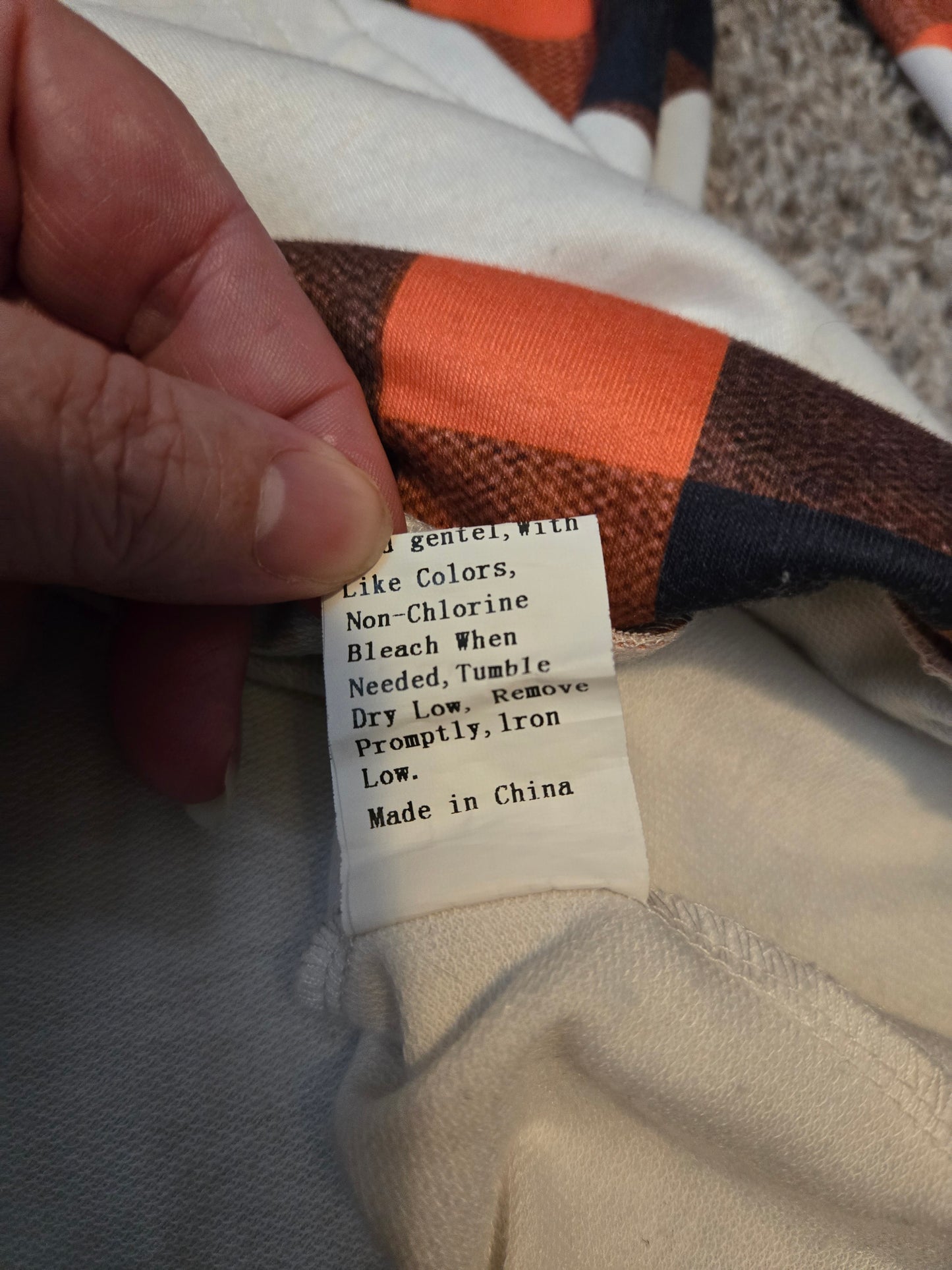 Fall Style Orange and White Hoodie Shirt With Kangaroo Pouch- Gently Used