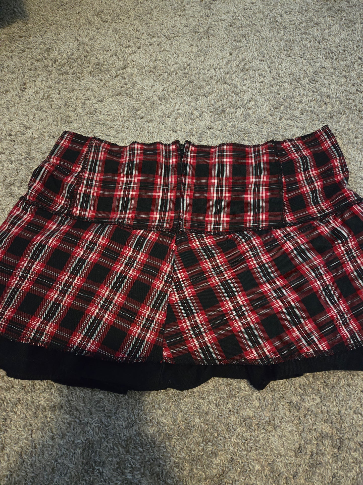 Red and Black Plaid Mini Skirt - Gently Used