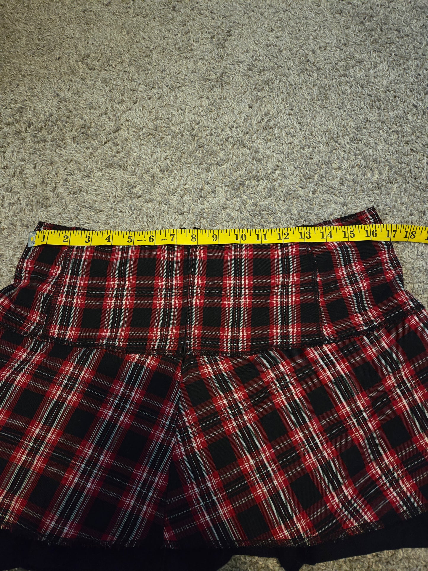 Red and Black Plaid Mini Skirt - Gently Used