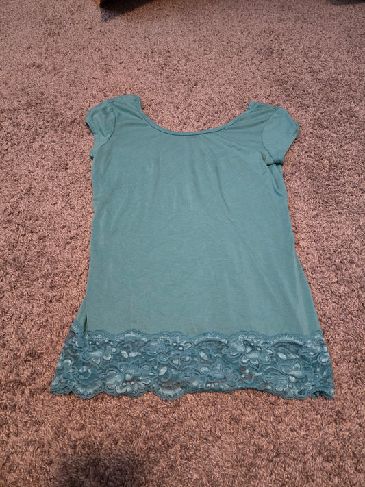 Fleurish Teal Green Short Sleeve Shirt  - Gently Used