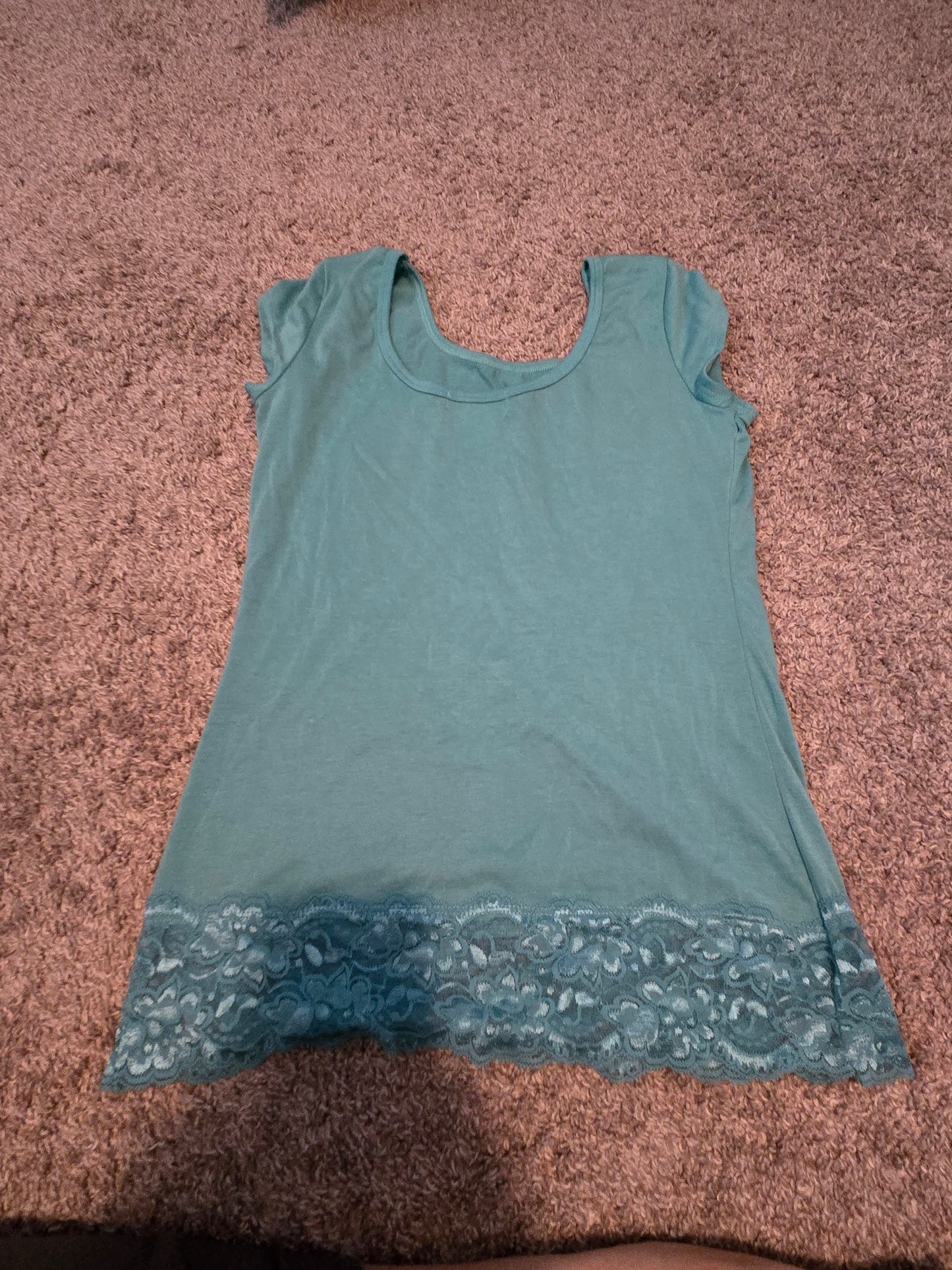 Fleurish Teal Green Short Sleeve Shirt  - Gently Used