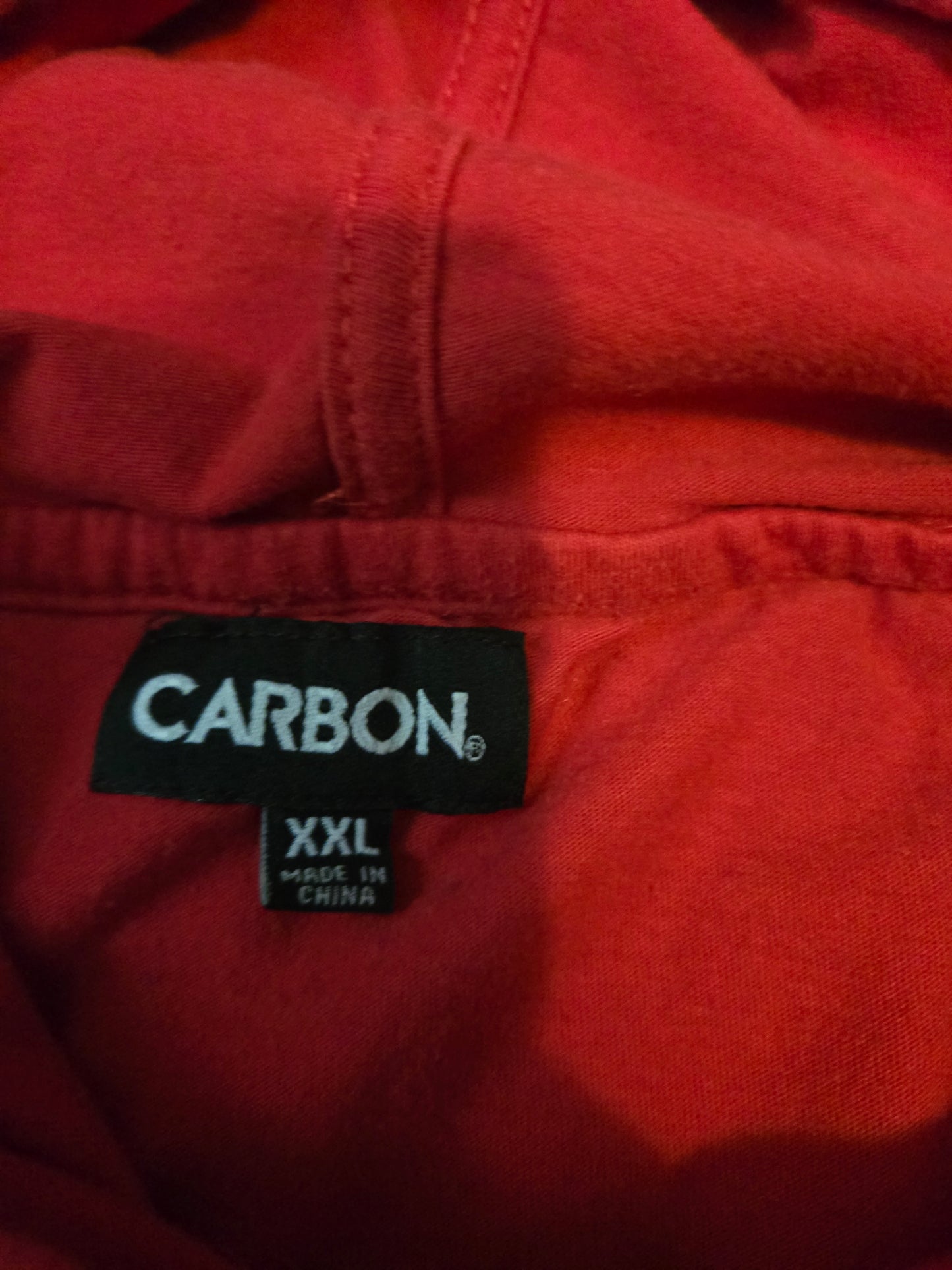 Carbon Savage Red and White Short Sleeve Hoodie