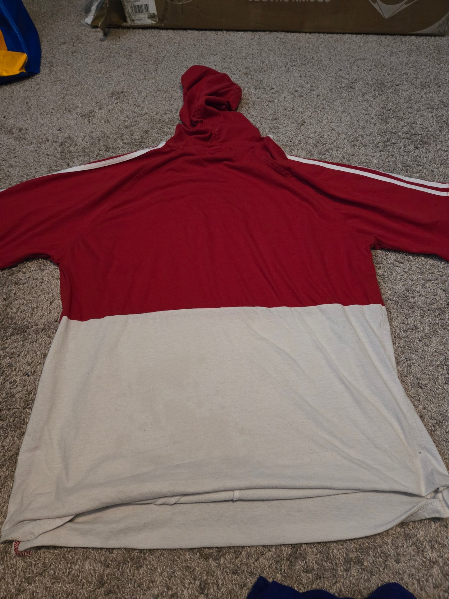 Carbon Savage Red and White Short Sleeve Hoodie