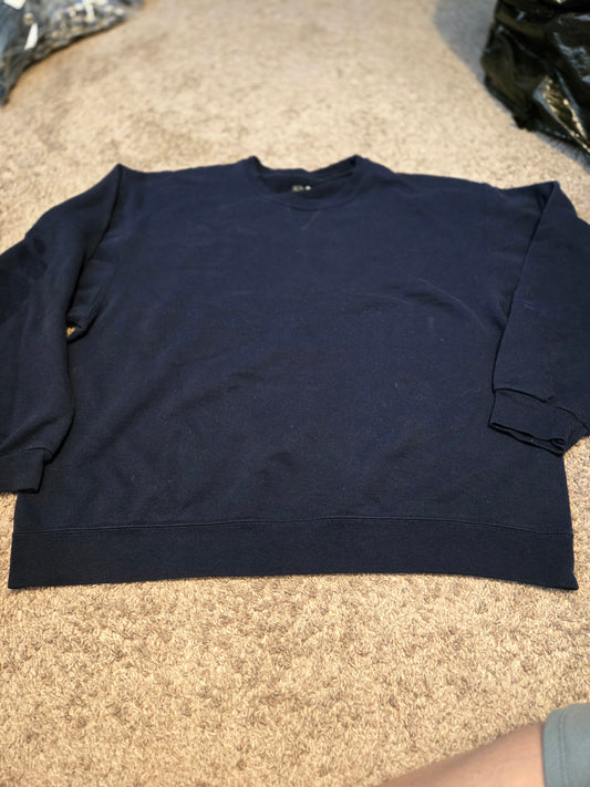 Navy Blue Long Sleeve Pullover Sweatshirt