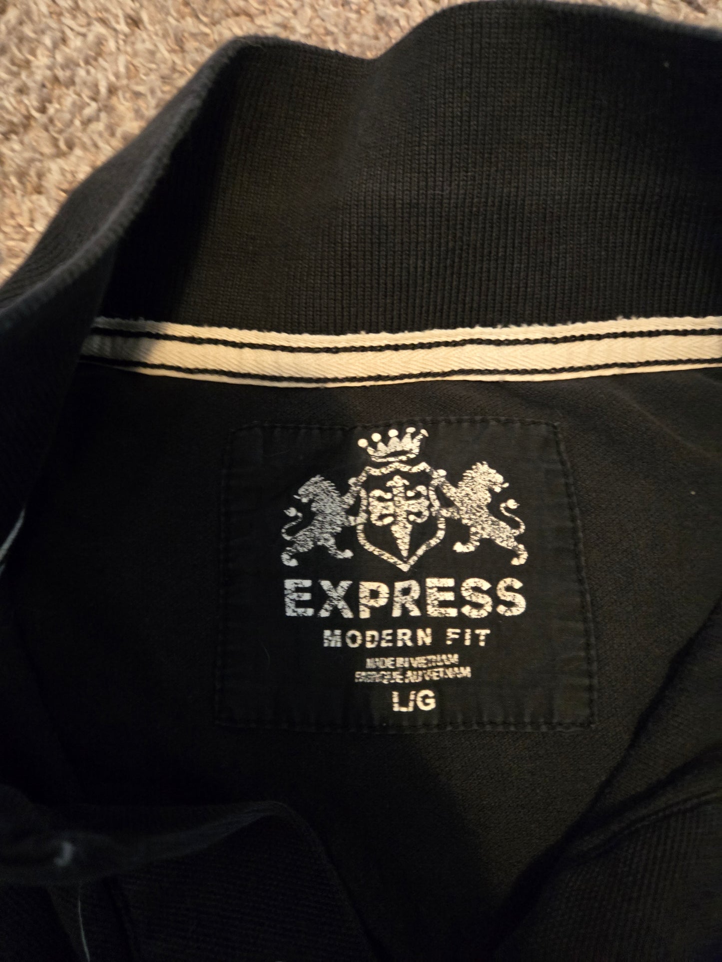 Express Modern Fit Black Short Sleeve Polo Shirt
