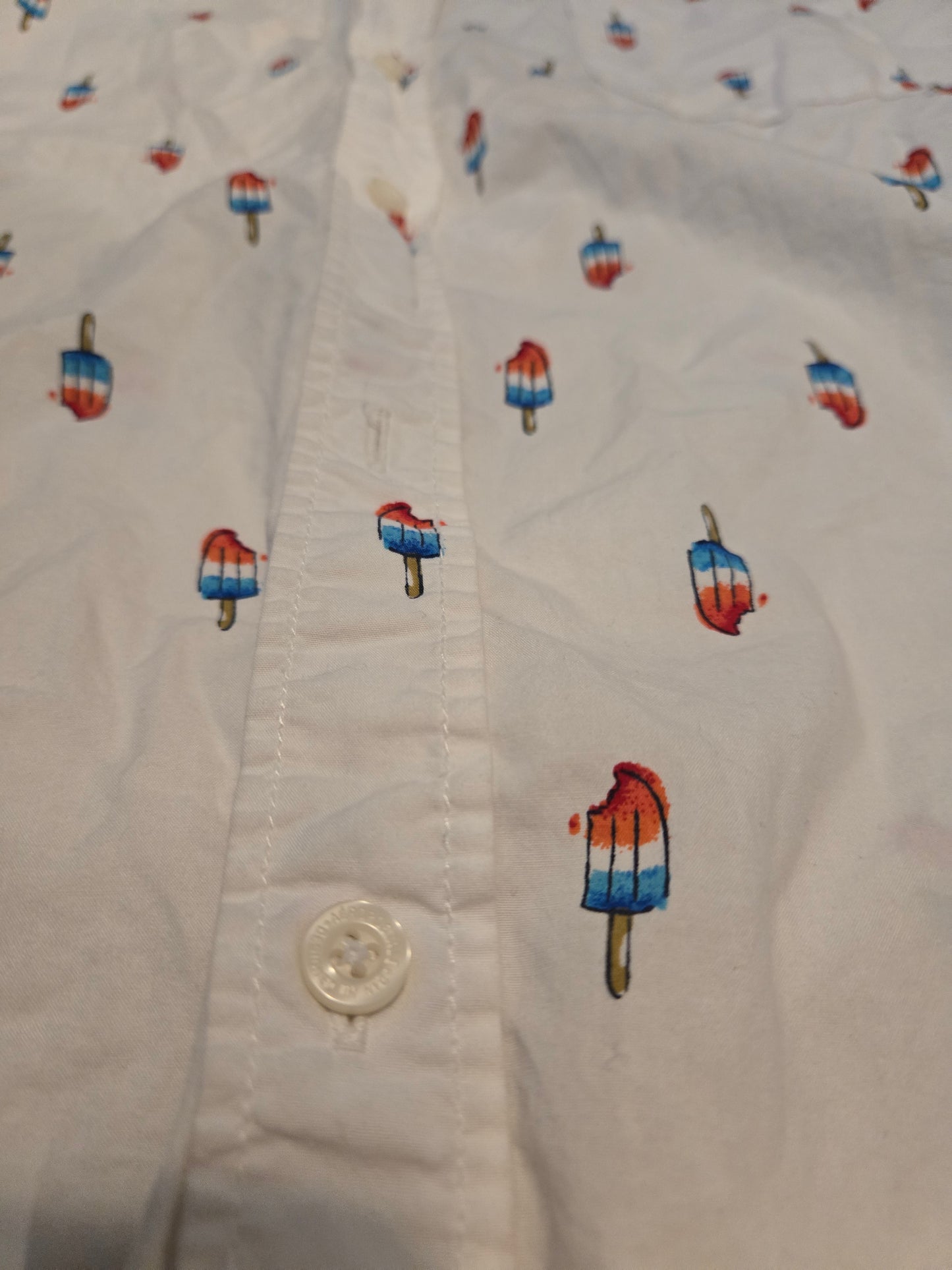 Aeropostle White Popsicle Short Sleeve Button Up Shirt