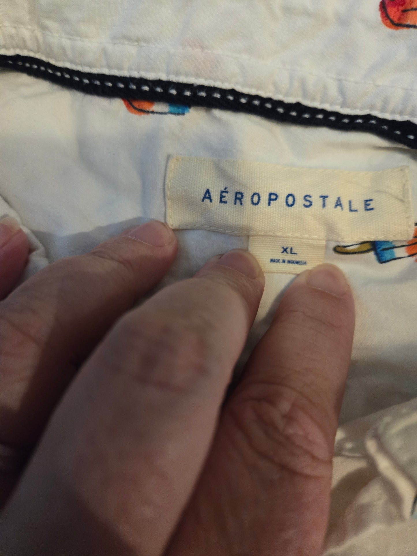 Aeropostle White Popsicle Short Sleeve Button Up Shirt