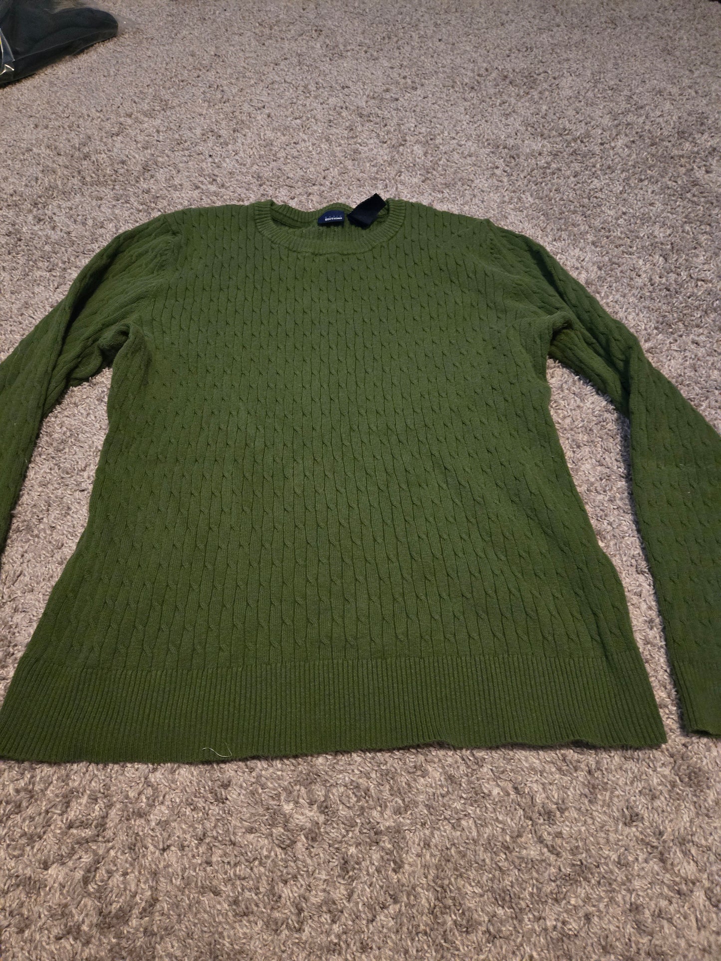Basic Editions Green Knit Long Sleeve Sweater