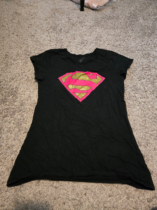 Super Person Black Short Sleeve TShirt XL (14-16)