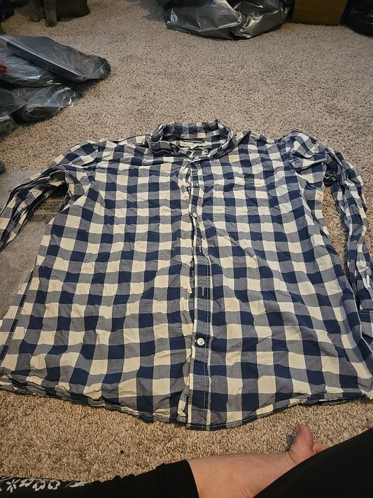 The Clasic Shirt Blue Plaid Long Sleeve Button Up Shirt  - Gently Used