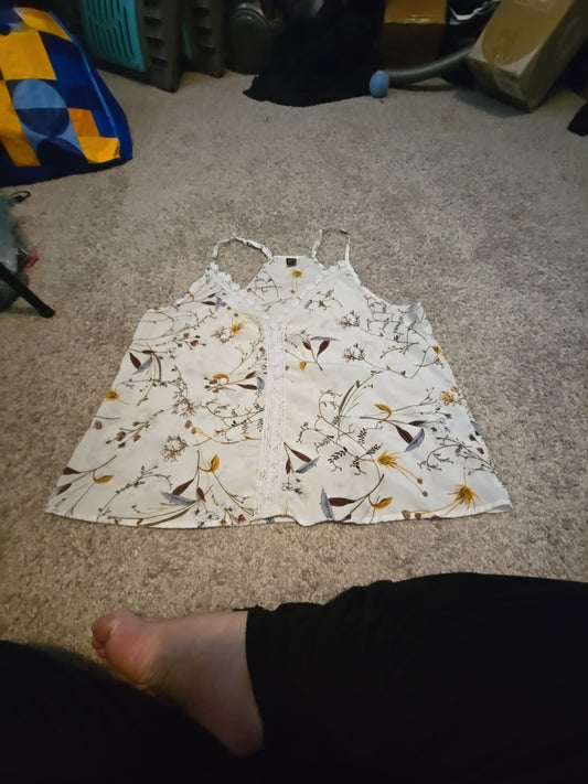 Shein Sleeveless Tank Top Brown and Beige Floral - Gently Used