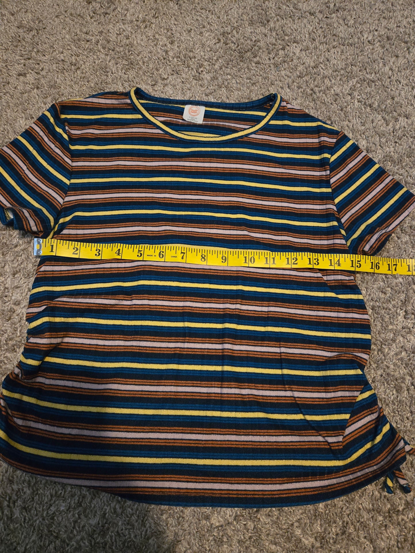 Wonder Nation Blue, Yellow, Red  Striped T-Shirt Youth