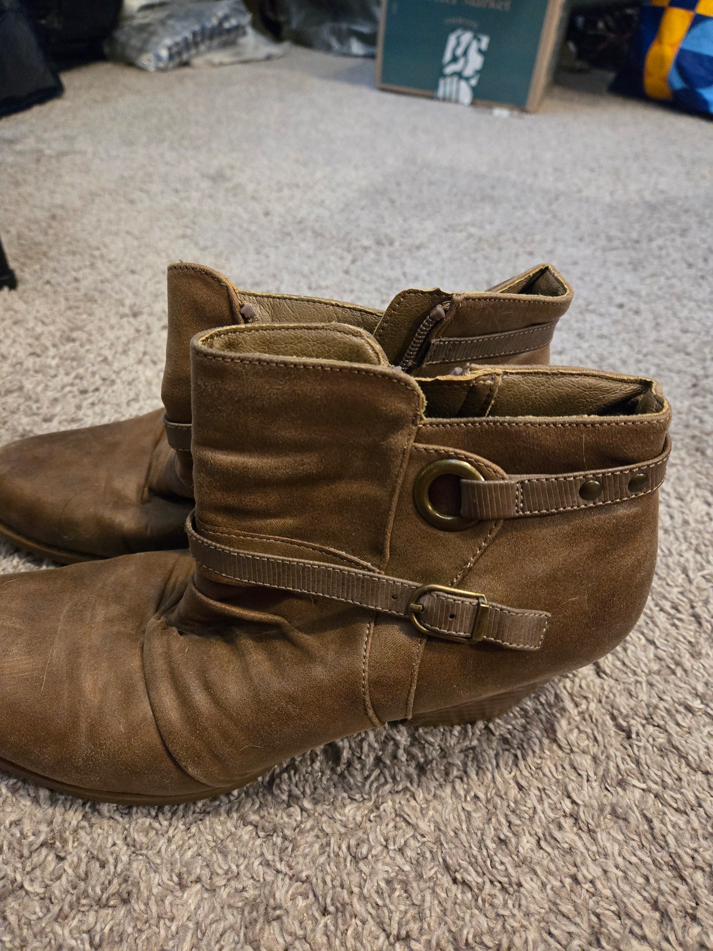 Womens Brown Ankle Boots Size 9