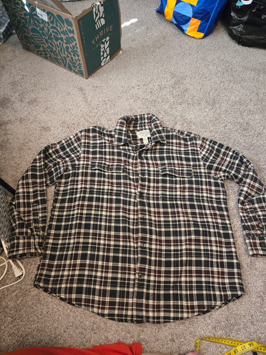 St Johns Bay Mens Button Down Flannel Plaid Shirt Long Sleeve Super Soft Pocket