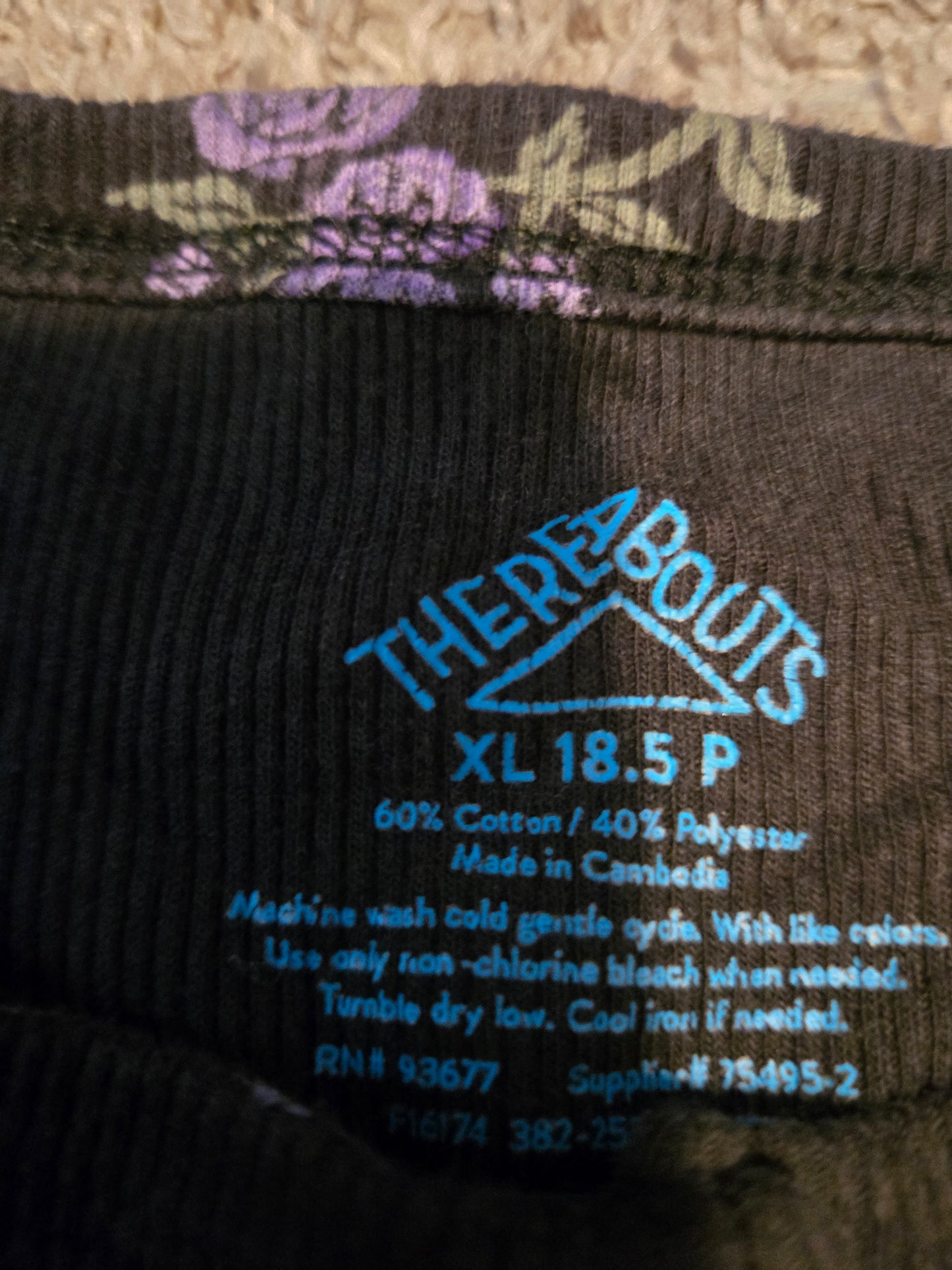 There Abouts Black and Purple Floral Button Up Short Sleeve TShirt