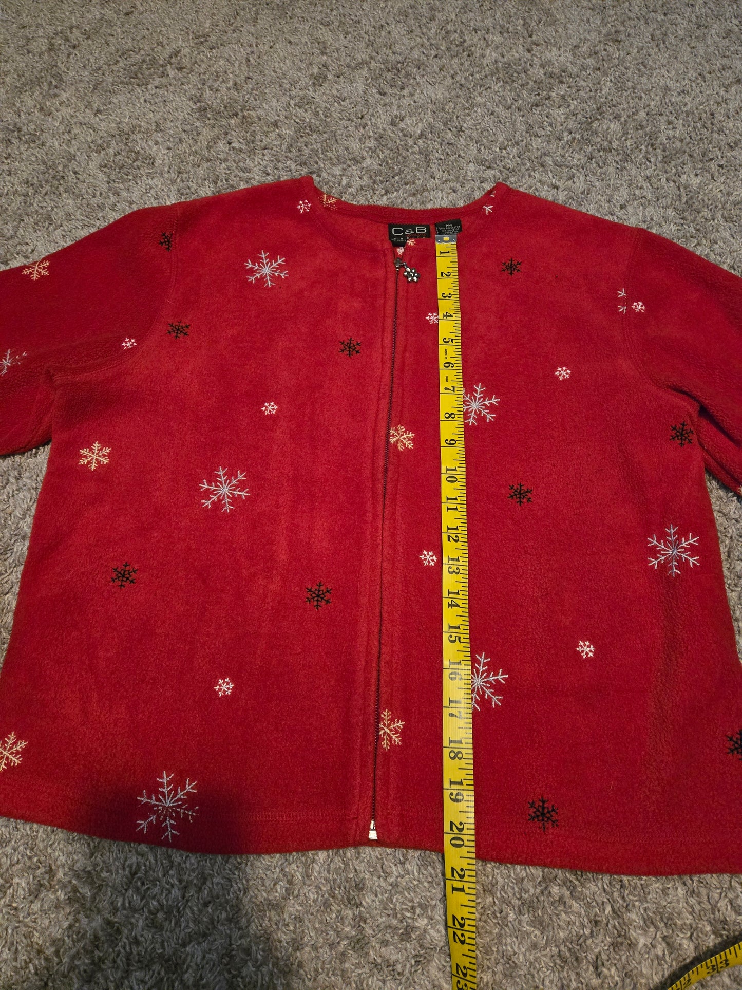 C&B Sport Petite Fleece Zip Up Long Sleeve Red Sweater