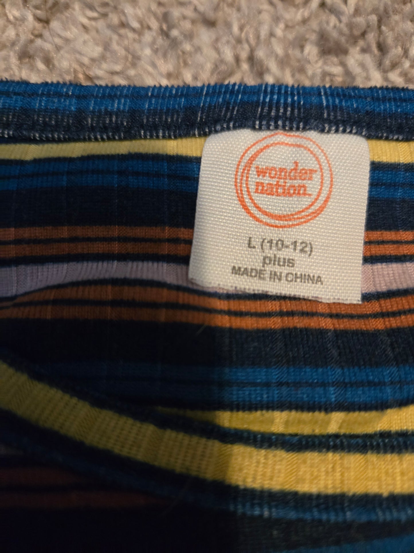 Wonder Nation Blue, Yellow, Red  Striped T-Shirt Youth