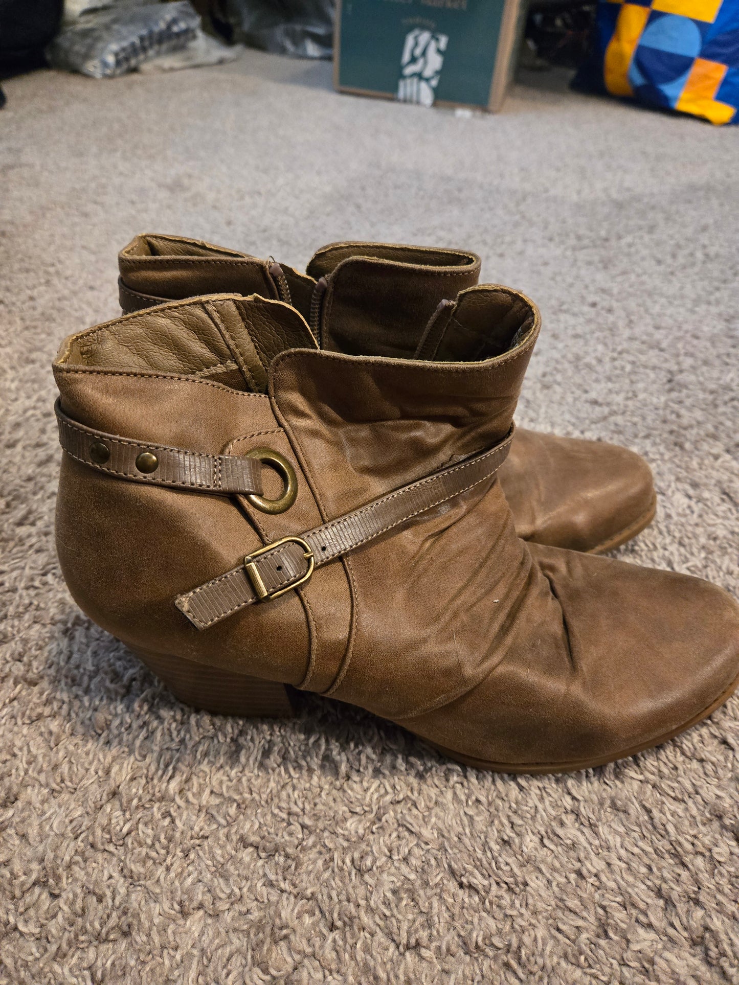 Womens Brown Ankle Boots Size 9