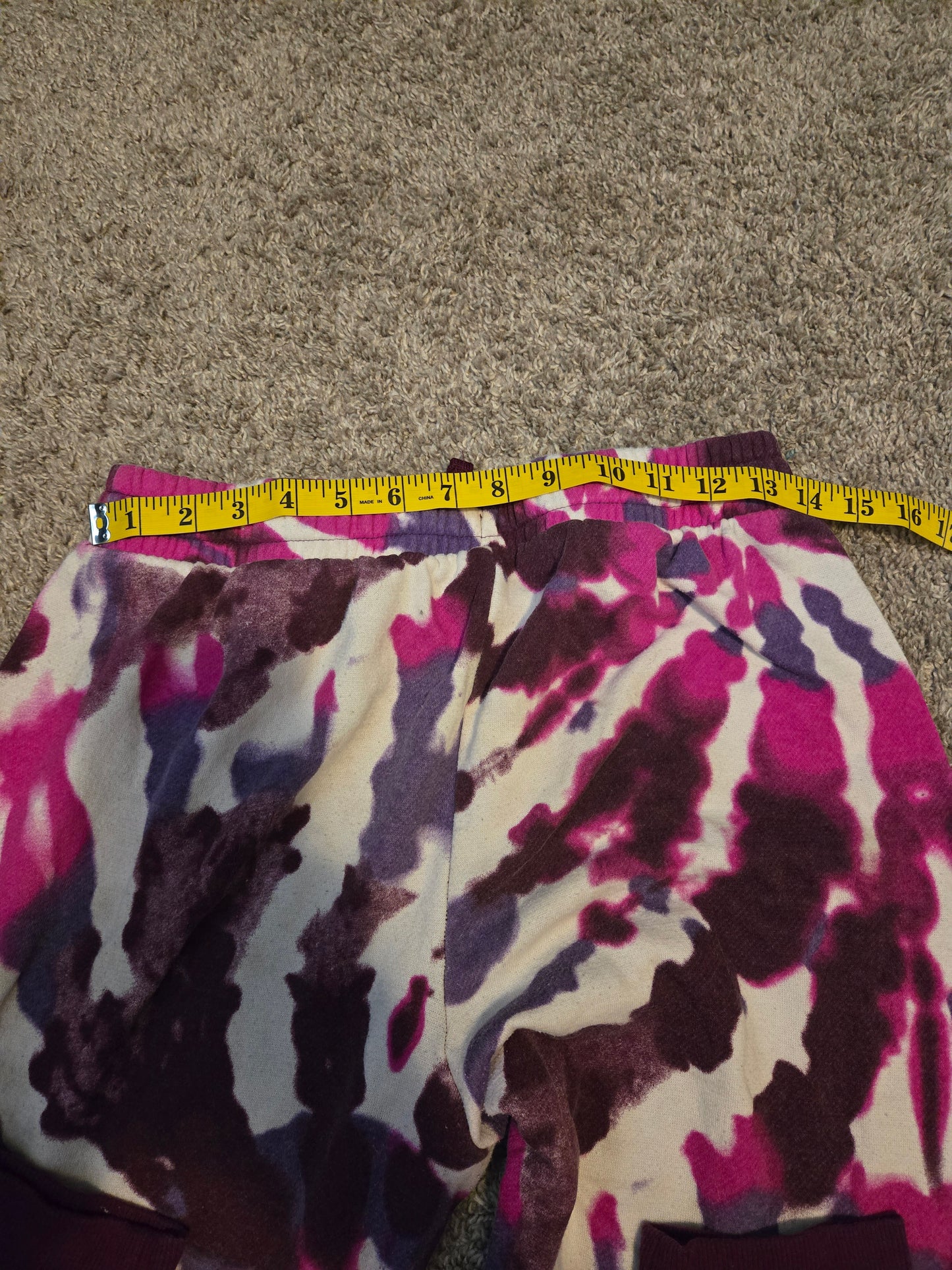 Girls Justice Sweat Pants XL Plus Petite,  tie dye, Purple And White