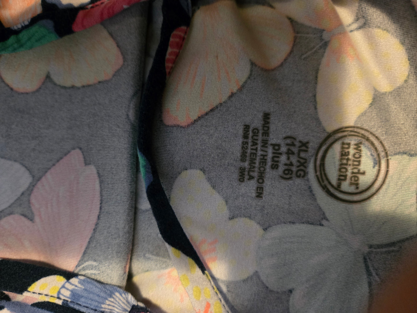 Wonder Nation Butterfly Shirt Top Shirt Girls Black XL (14-16)