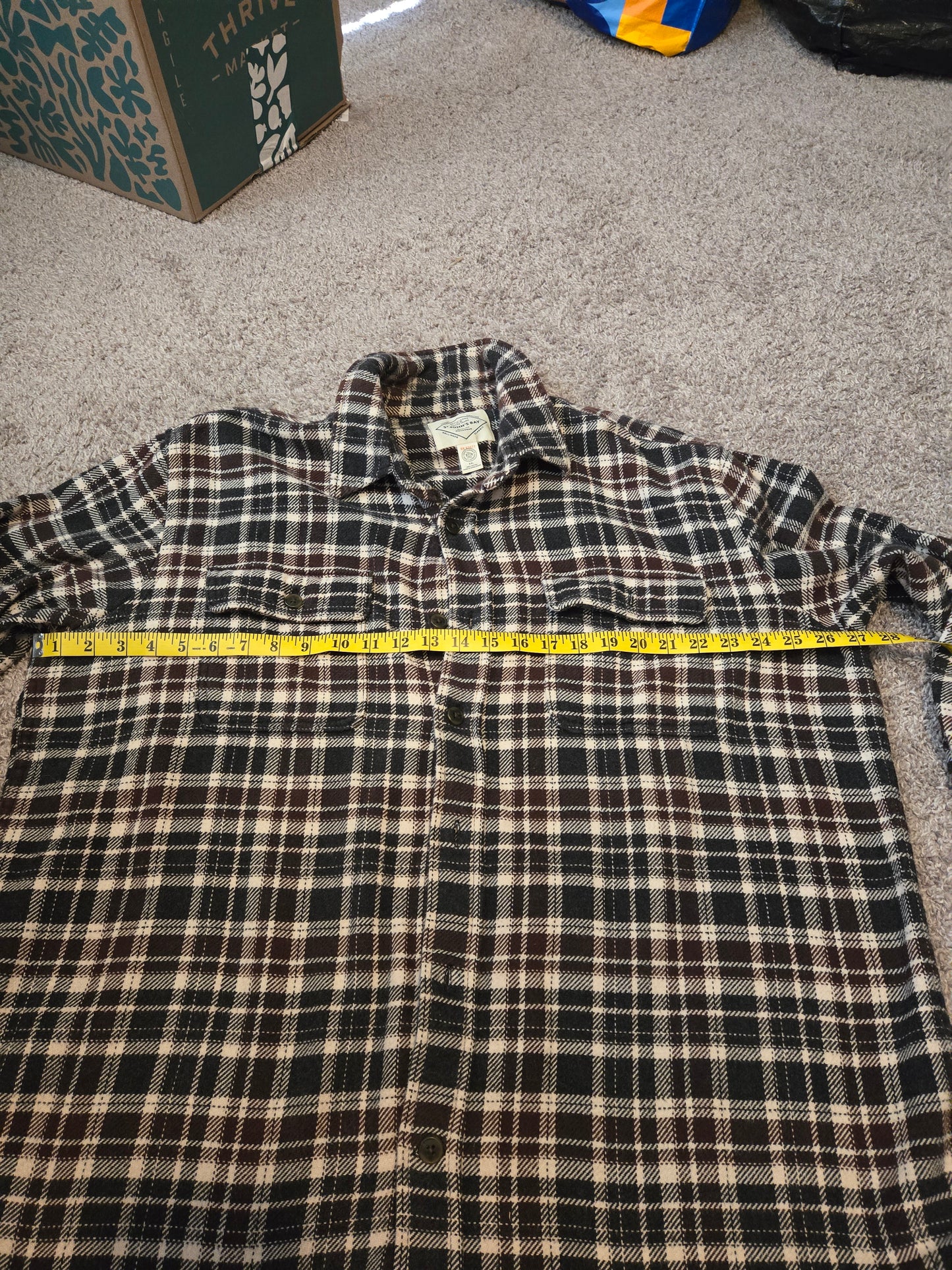 St Johns Bay Mens Button Down Flannel Plaid Shirt Long Sleeve Super Soft Pocket