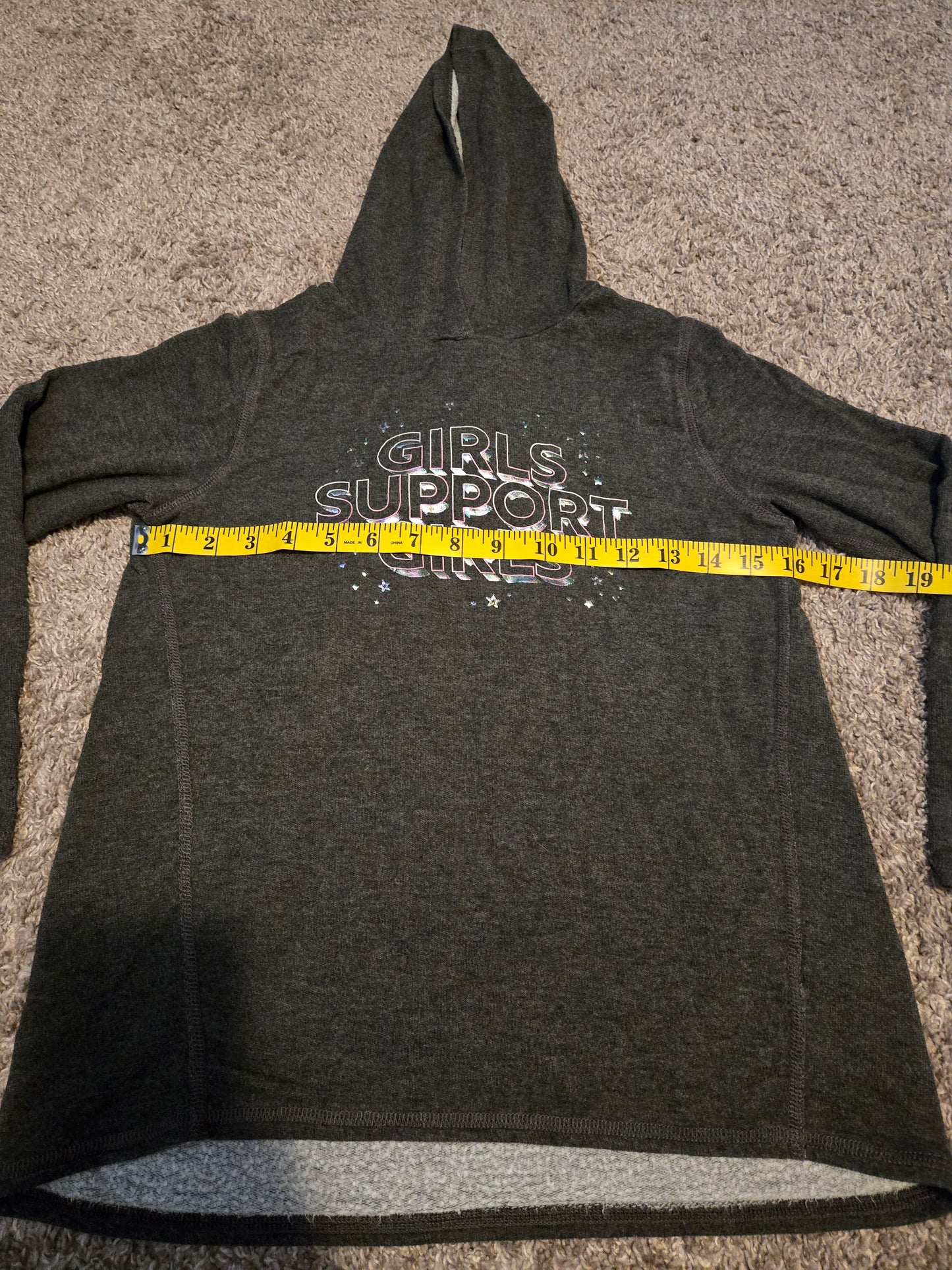 Girls Support Girls Gray Long Sleeve Hooded Sweatshirt