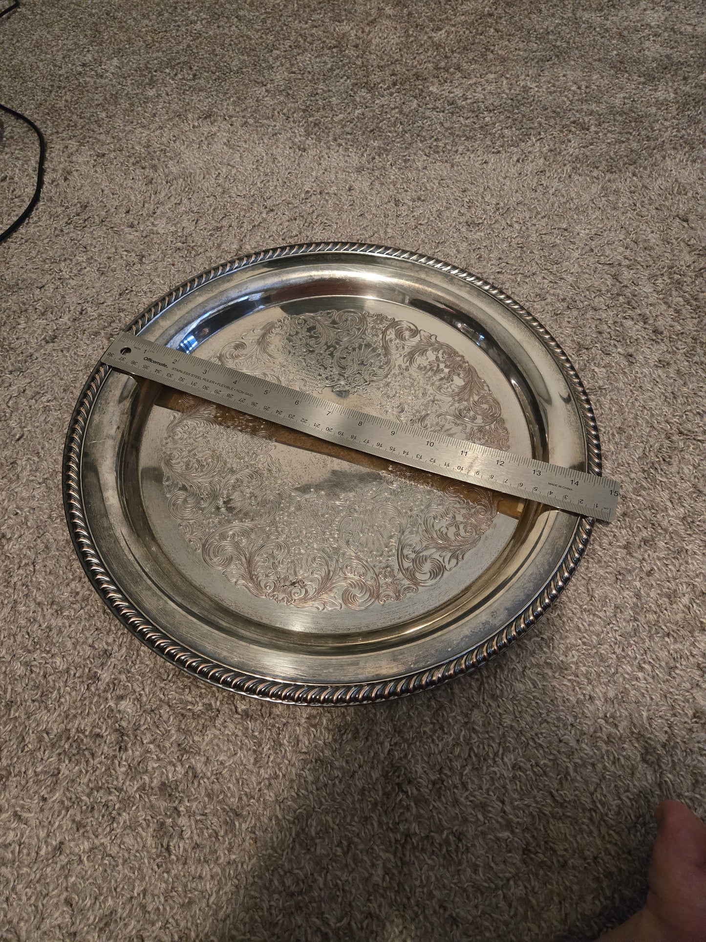Silver Plated 14.5 In Serving Tray 10th Anniversary Credithrift