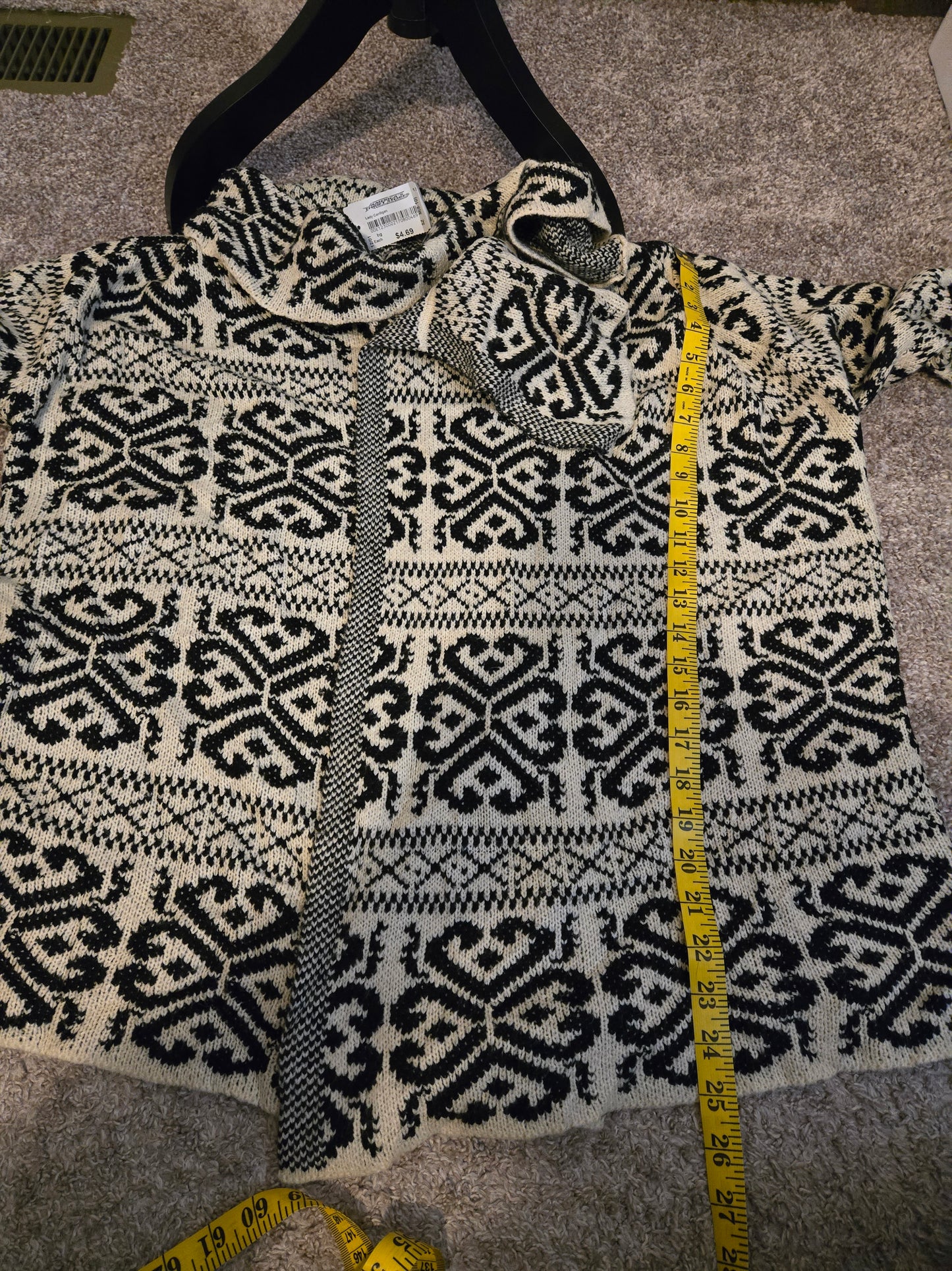 Papaya Knit Cardigan Black And White Medium