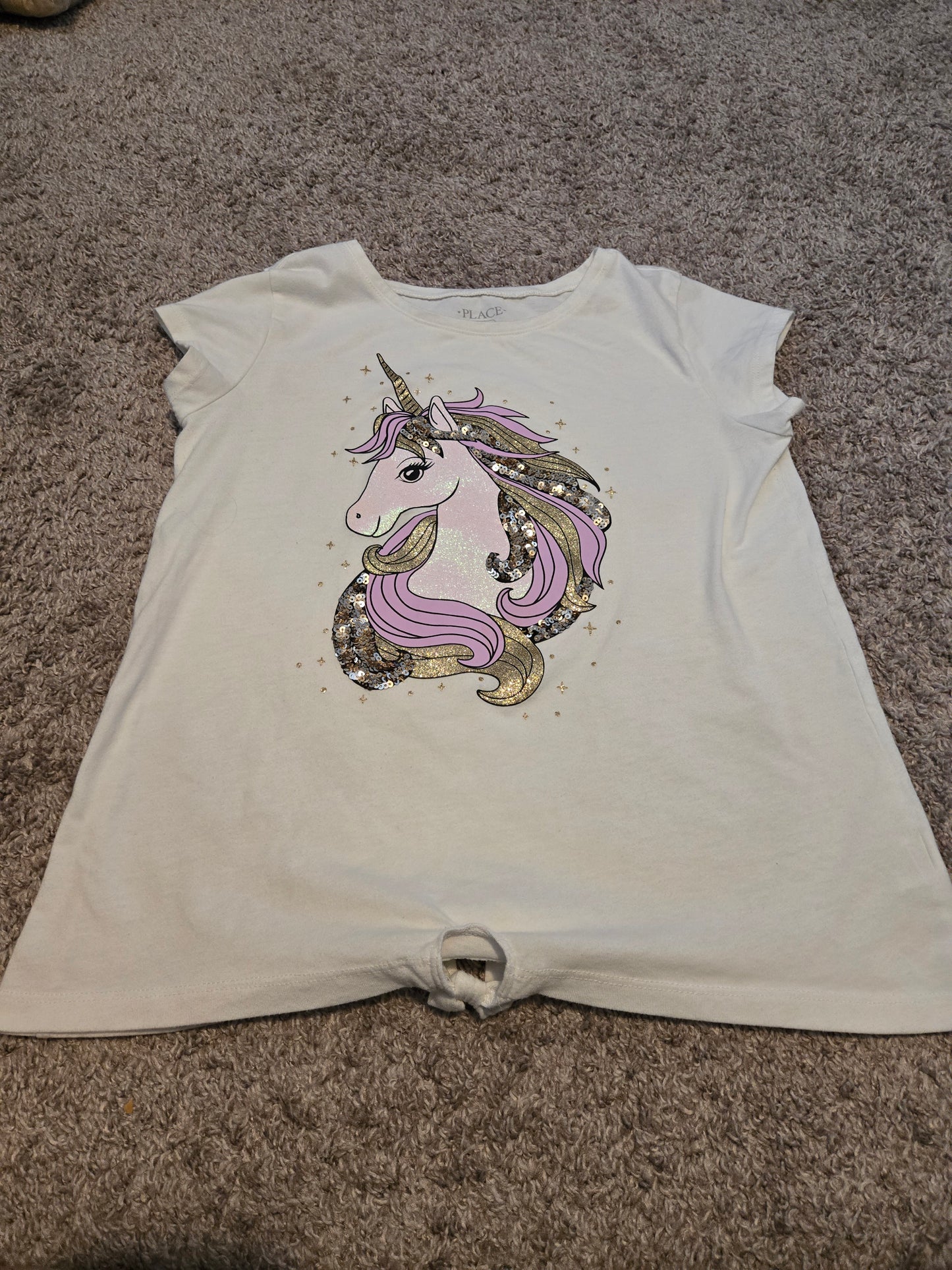 The Children's Place Girls white short sleeve Unicorn Magic Size XL TG 14