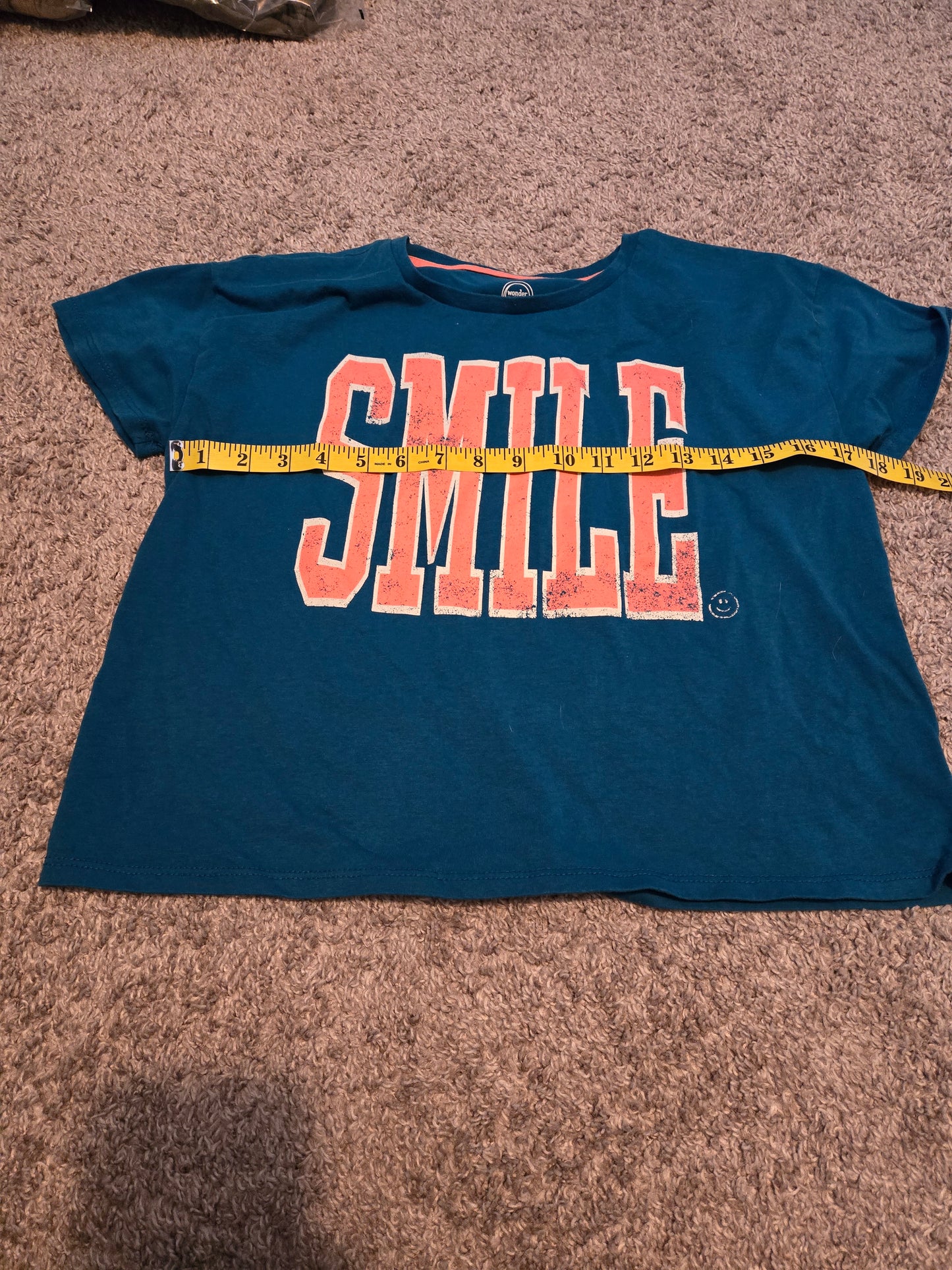 Wonder Nation Teal Smile Short Sleeve Shirt