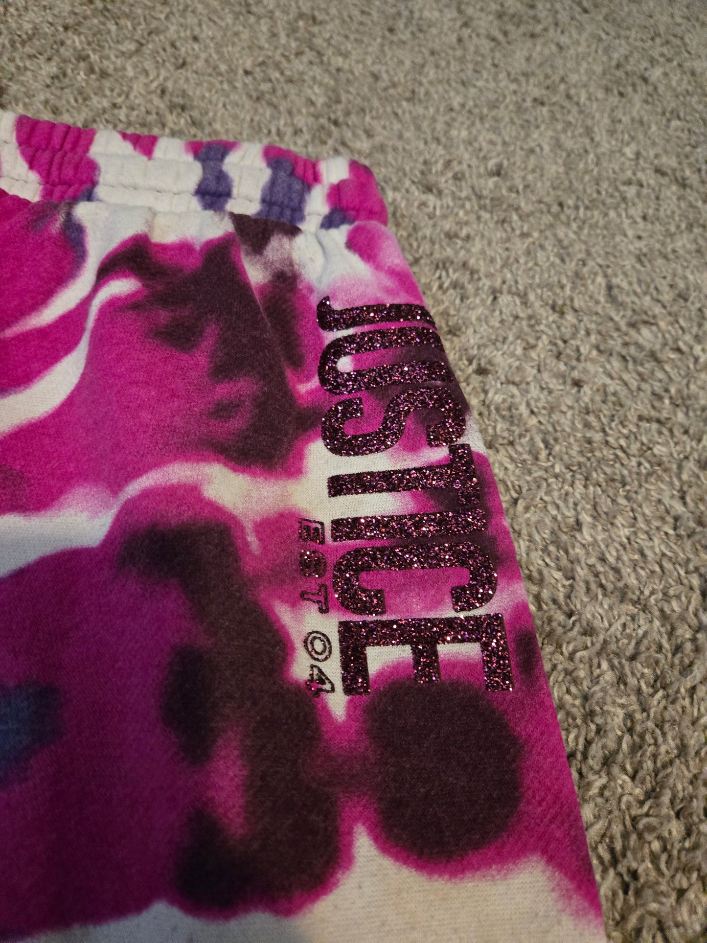 Girls Justice Sweat Pants XL Plus Petite,  tie dye, Purple And White